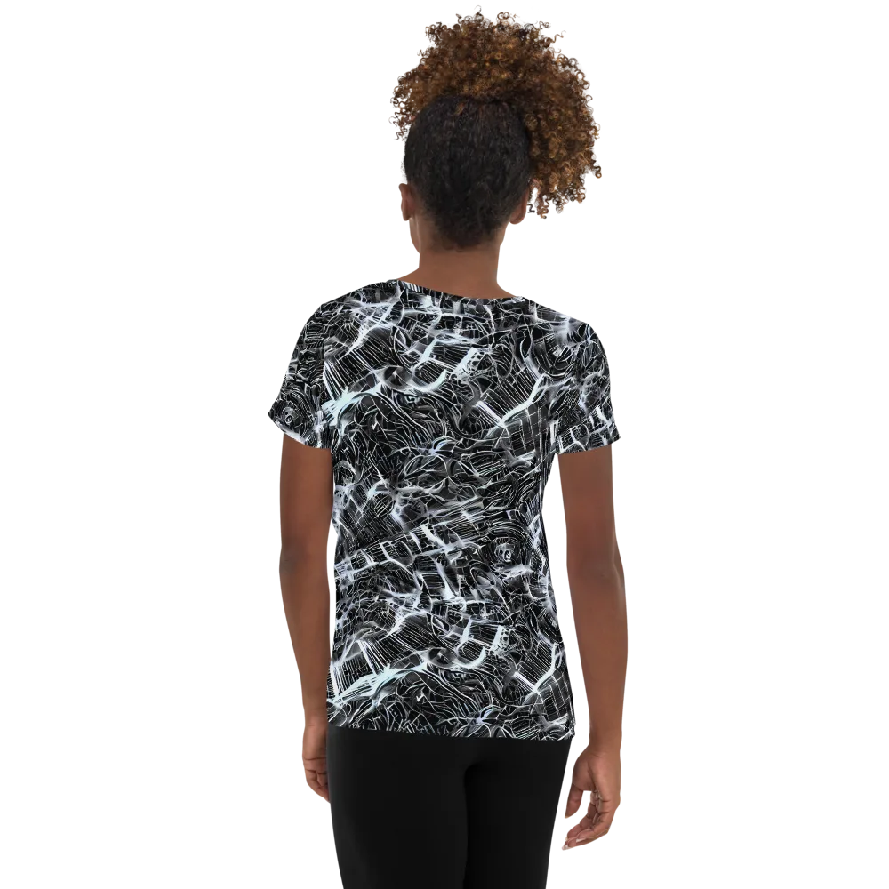 Silver Static on Women's Athletic T-Shirt — Back