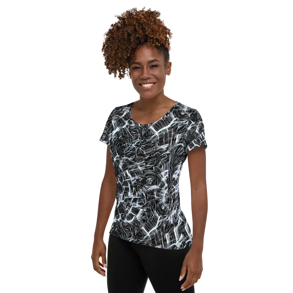 Silver Static on Women's Athletic T-Shirt — Left