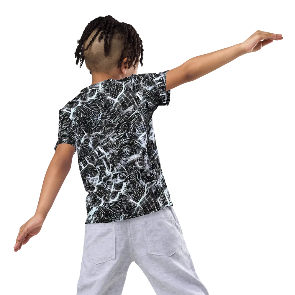 Silver Static on Kids Crew Neck T-Shirt — Back