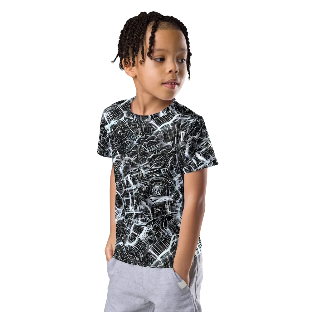 Silver Static on Kids Crew Neck T-Shirt — Left Front