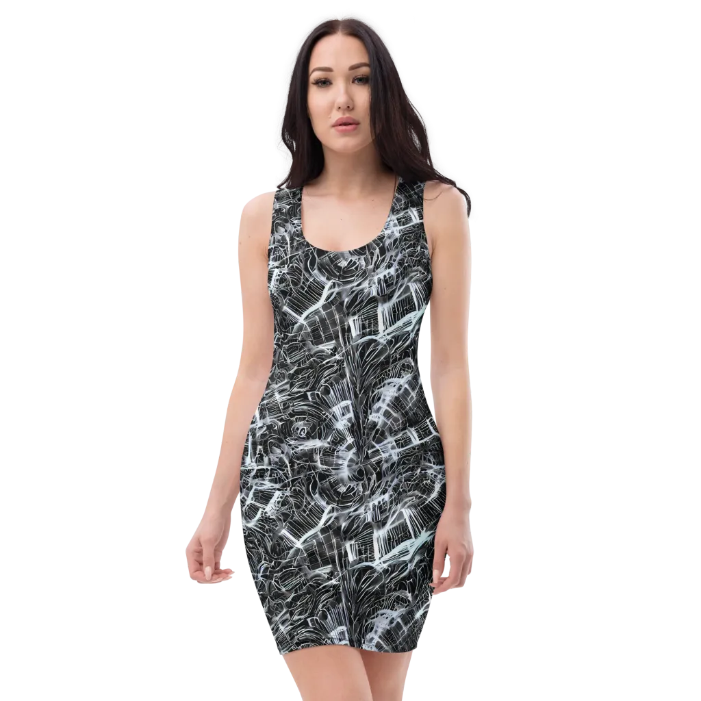 Silver Static on Bodycon Dress — Front