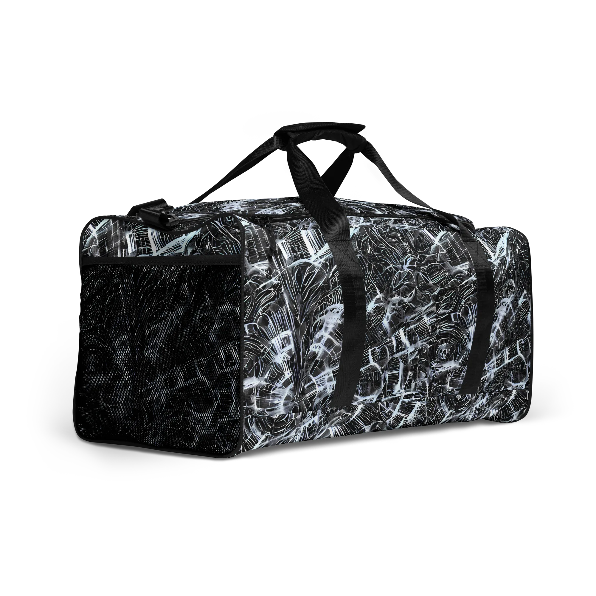 Silver Static on Duffle Bag — Right Front