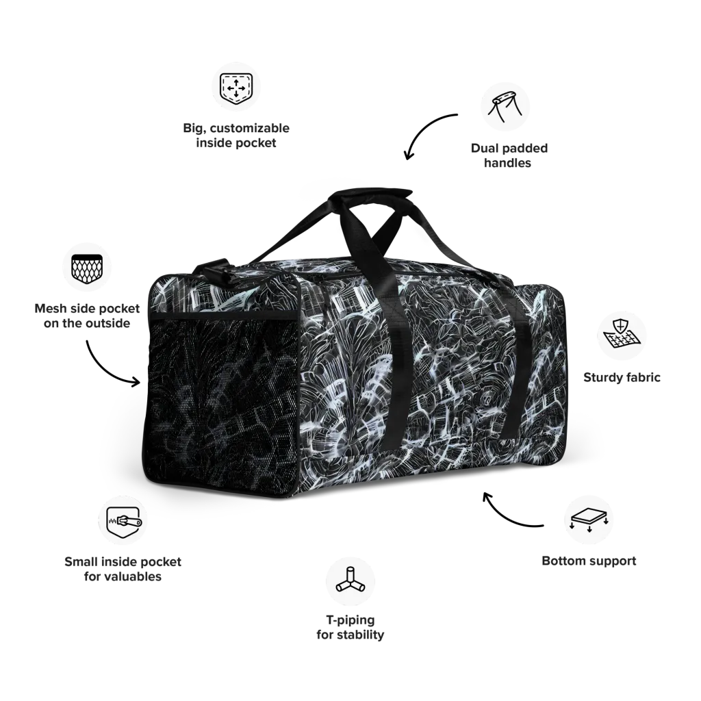 Silver Static on Duffle Bag — Right Front