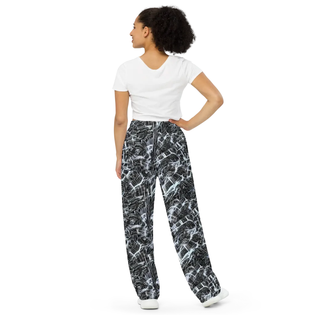 Silver Static on Wide-Leg Pants — Back