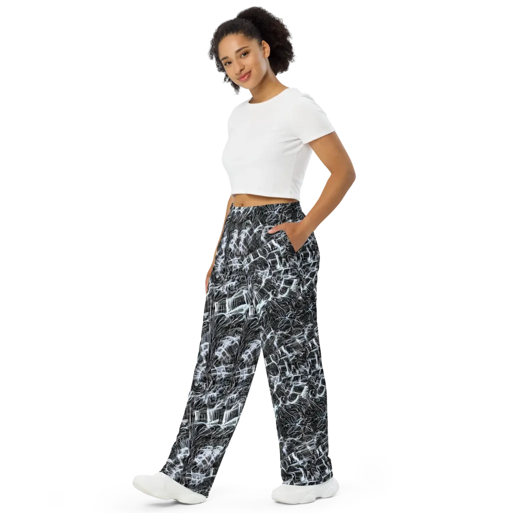 Silver Static on Wide-Leg Pants — Left Front