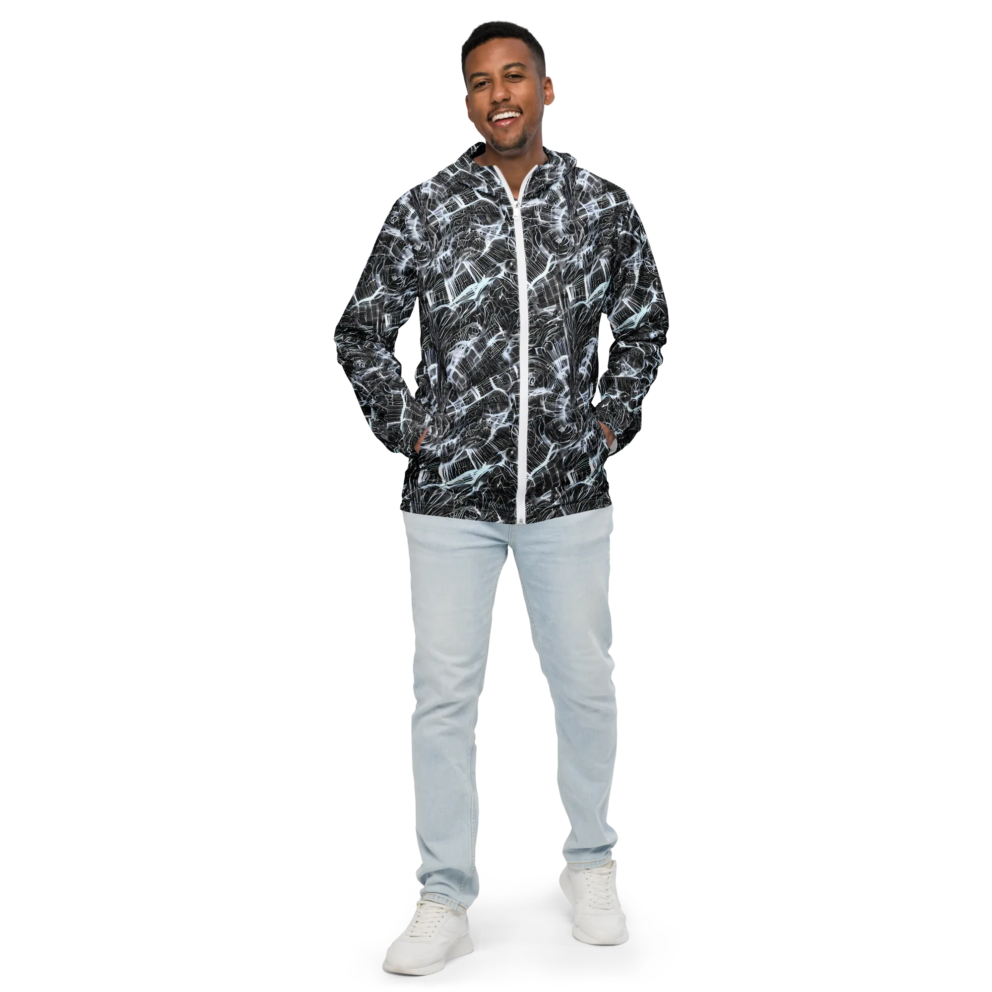 Silver Static on Men's Windbreaker — Front