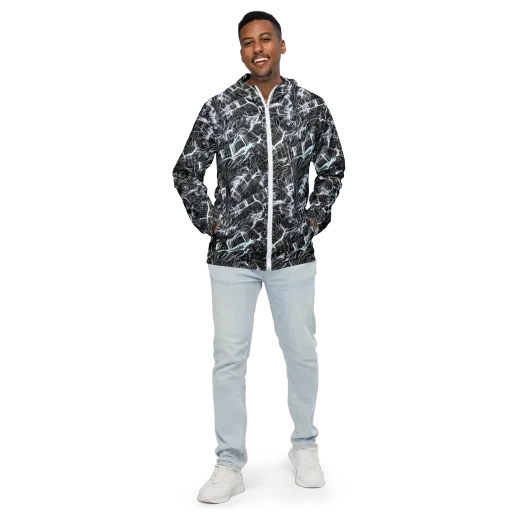 Silver Static on a Men's Windbreaker