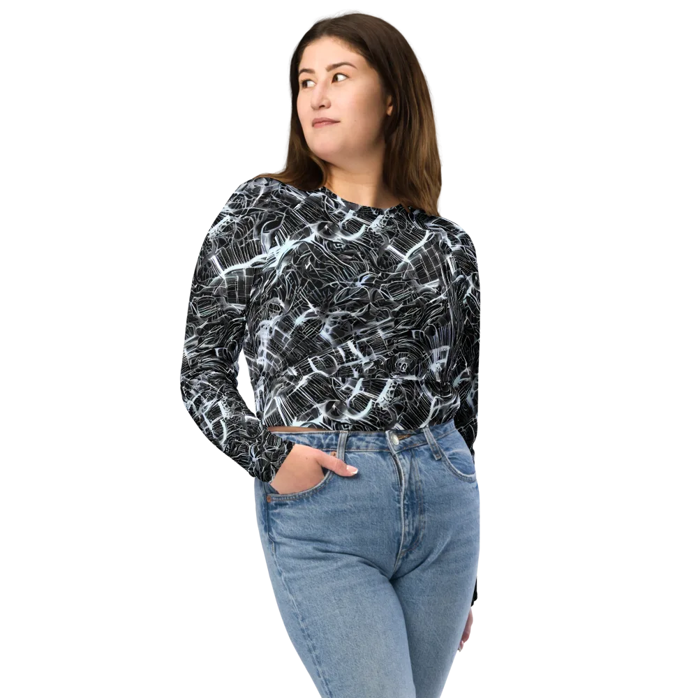 Silver Static on Long Sleeve Crop Top — Front