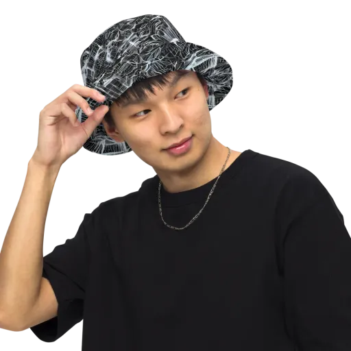 Silver Static on a Reversible Bucket Hat