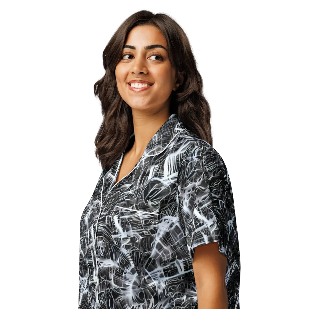 Silver Static on Women's Short Sleeve Pajama Top — Left Front