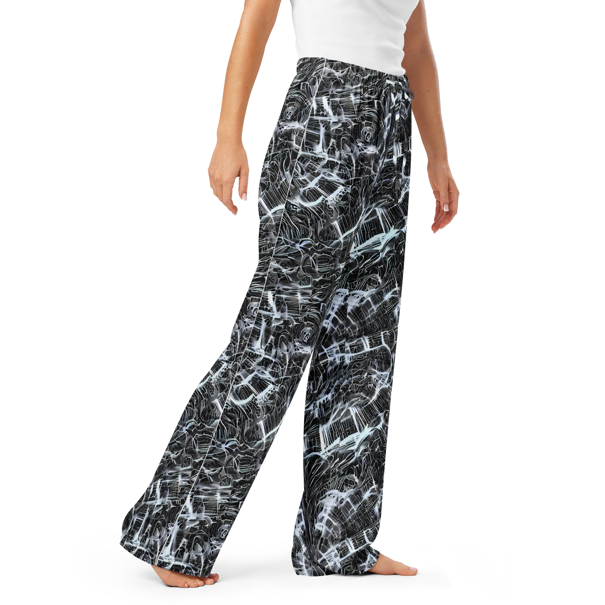 Silver Static on Women's Pajama Pants — Right Front