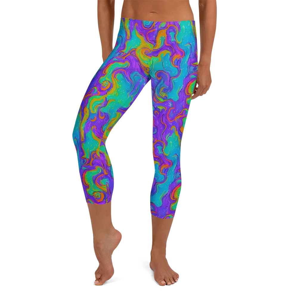 Aurora Fever on Capri Leggings — Front