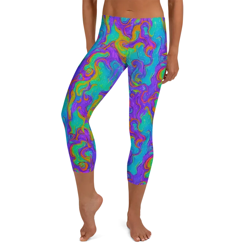 Aurora Fever on Capri Leggings — Front