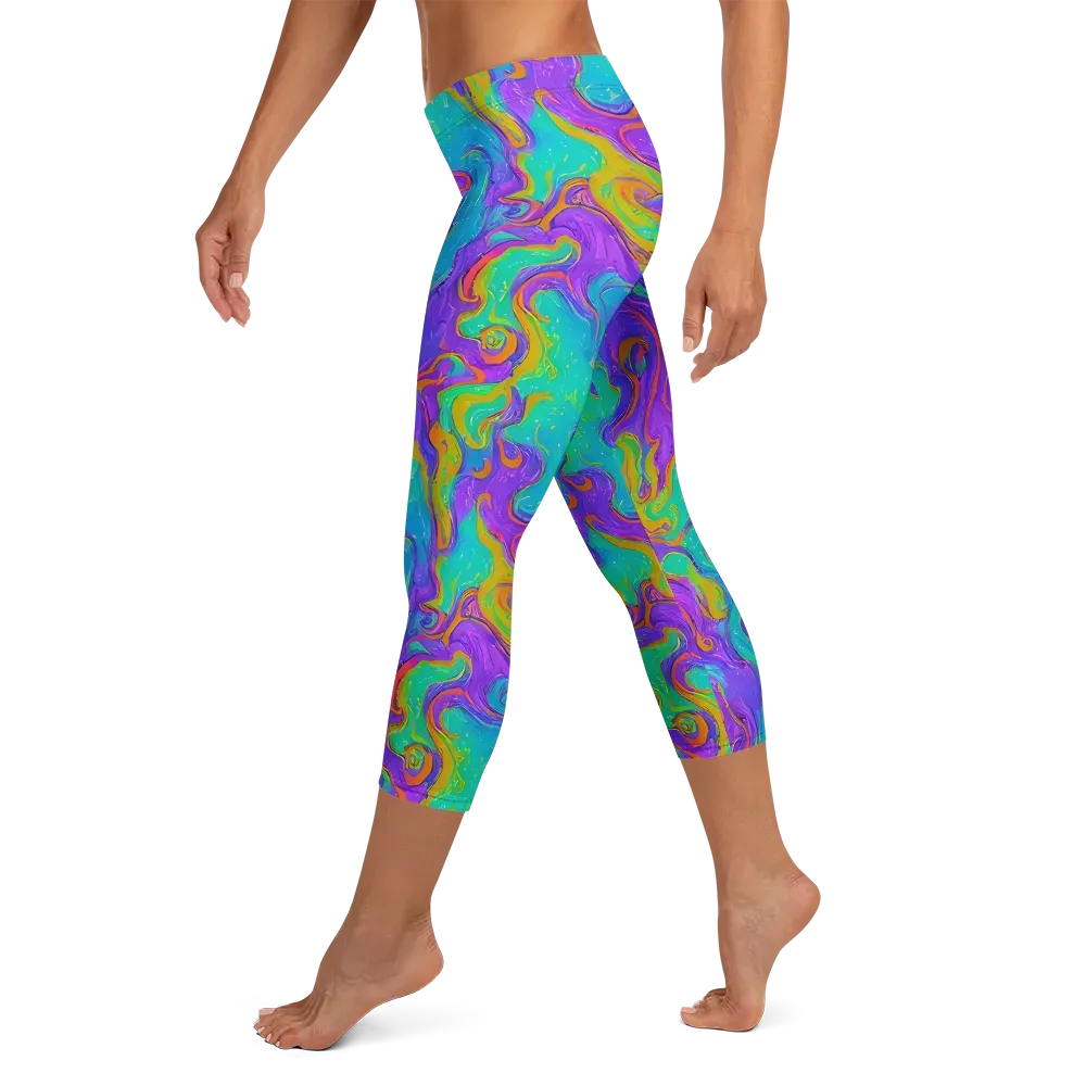 Aurora Fever on Capri Leggings — Left
