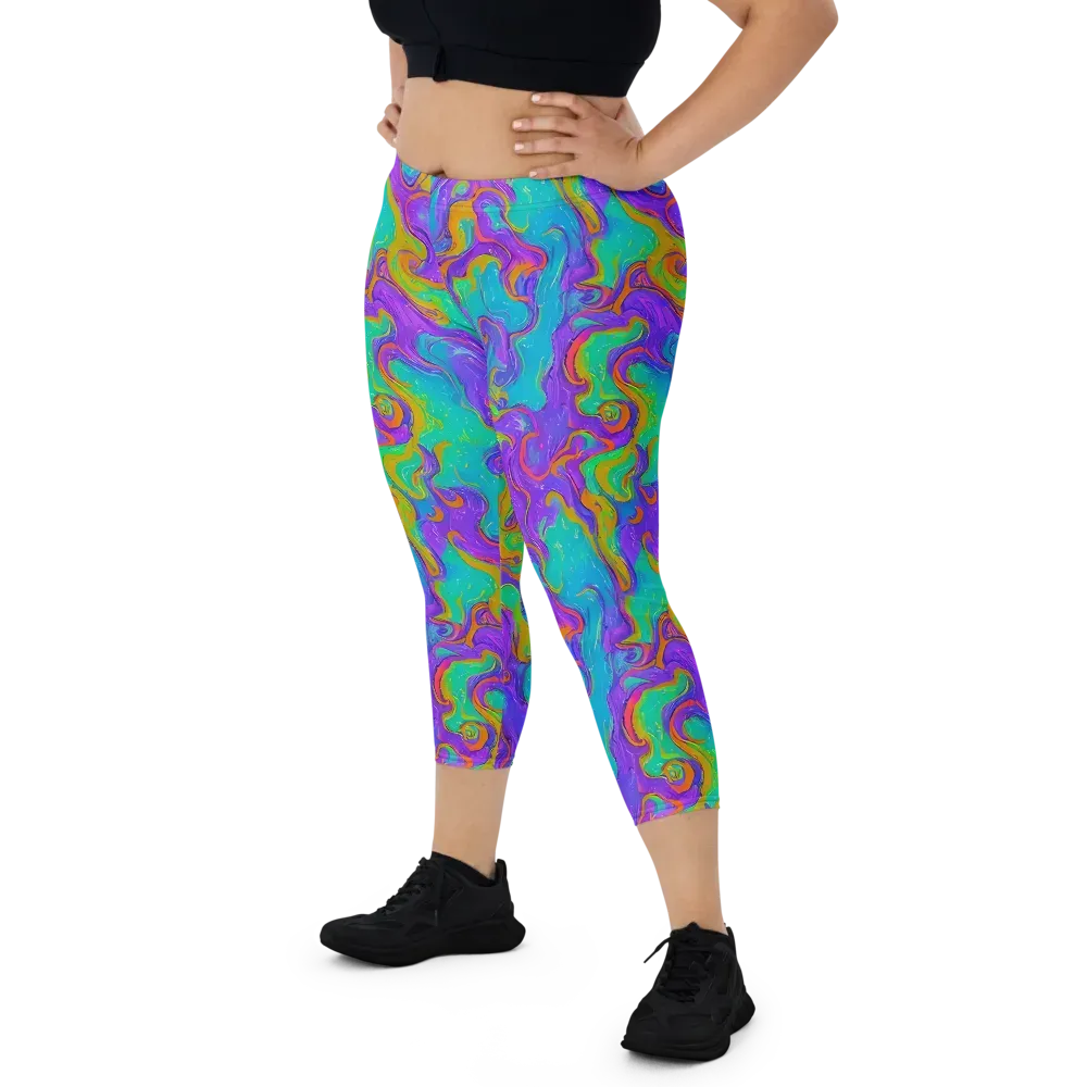 Aurora Fever on Capri Leggings — Front