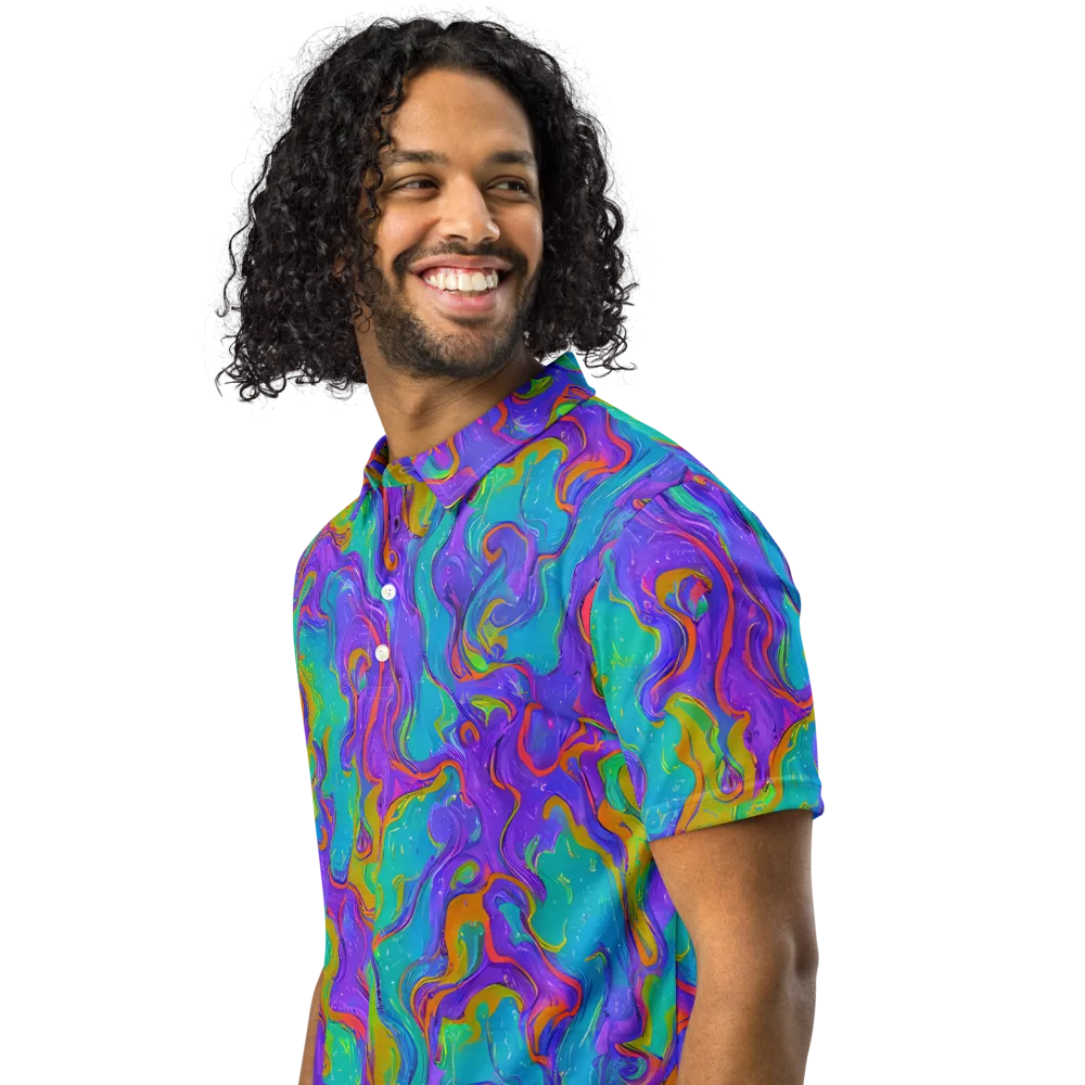 Aurora Fever on Men's Slim Fit Polo Shirt — Left Front