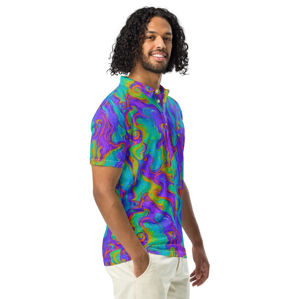 Aurora Fever on Men's Slim Fit Polo Shirt — Right Front