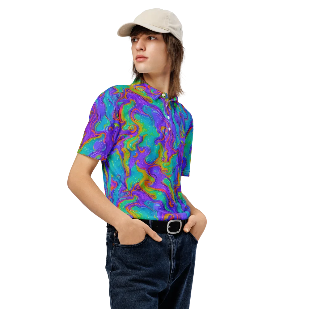 Aurora Fever on Men's Slim Fit Polo Shirt — Right Front