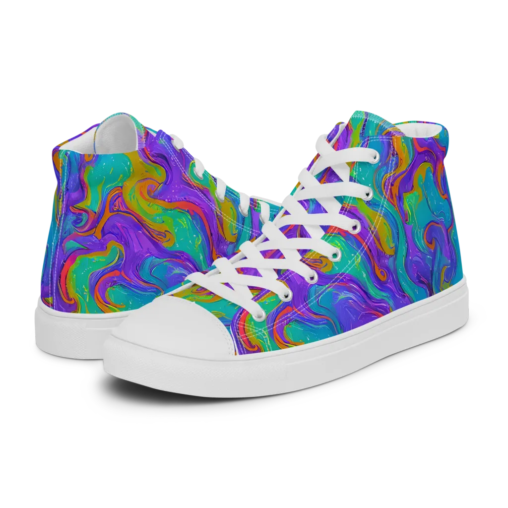 Aurora Fever on Men's High Top Canvas Shoes — Left