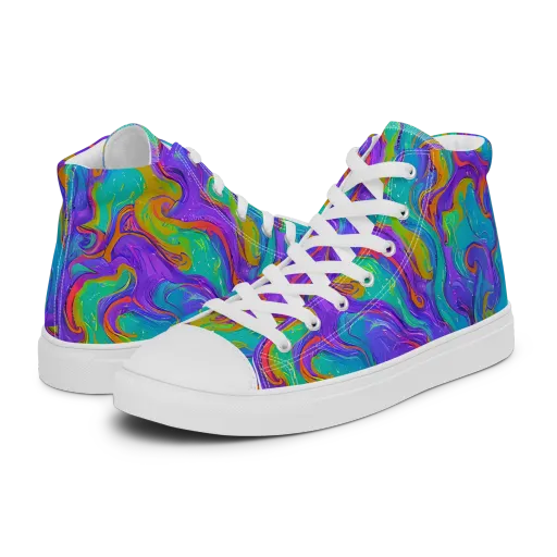 Aurora Fever on a Men's High Top Canvas Shoes