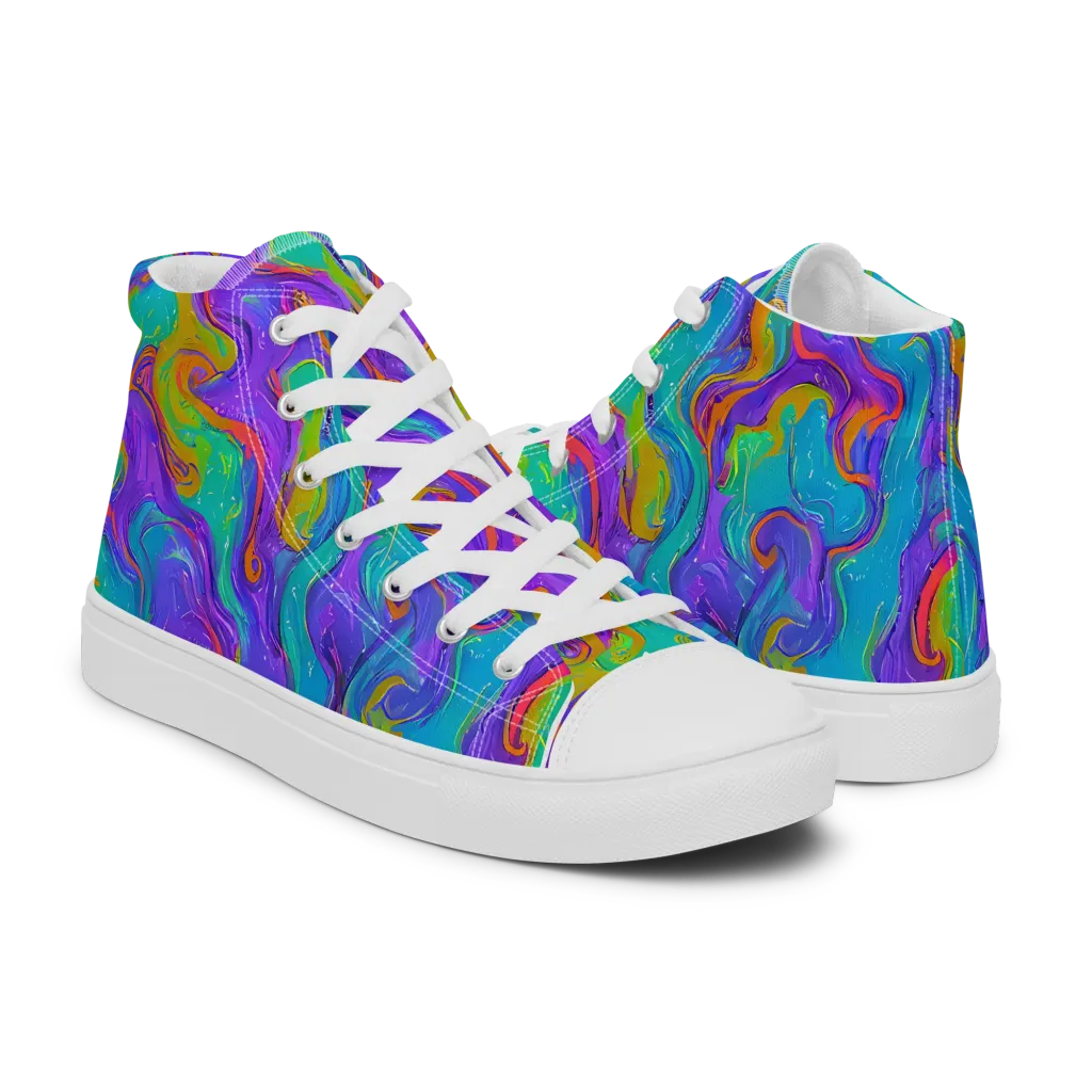 Aurora Fever on Men's High Top Canvas Shoes — Right