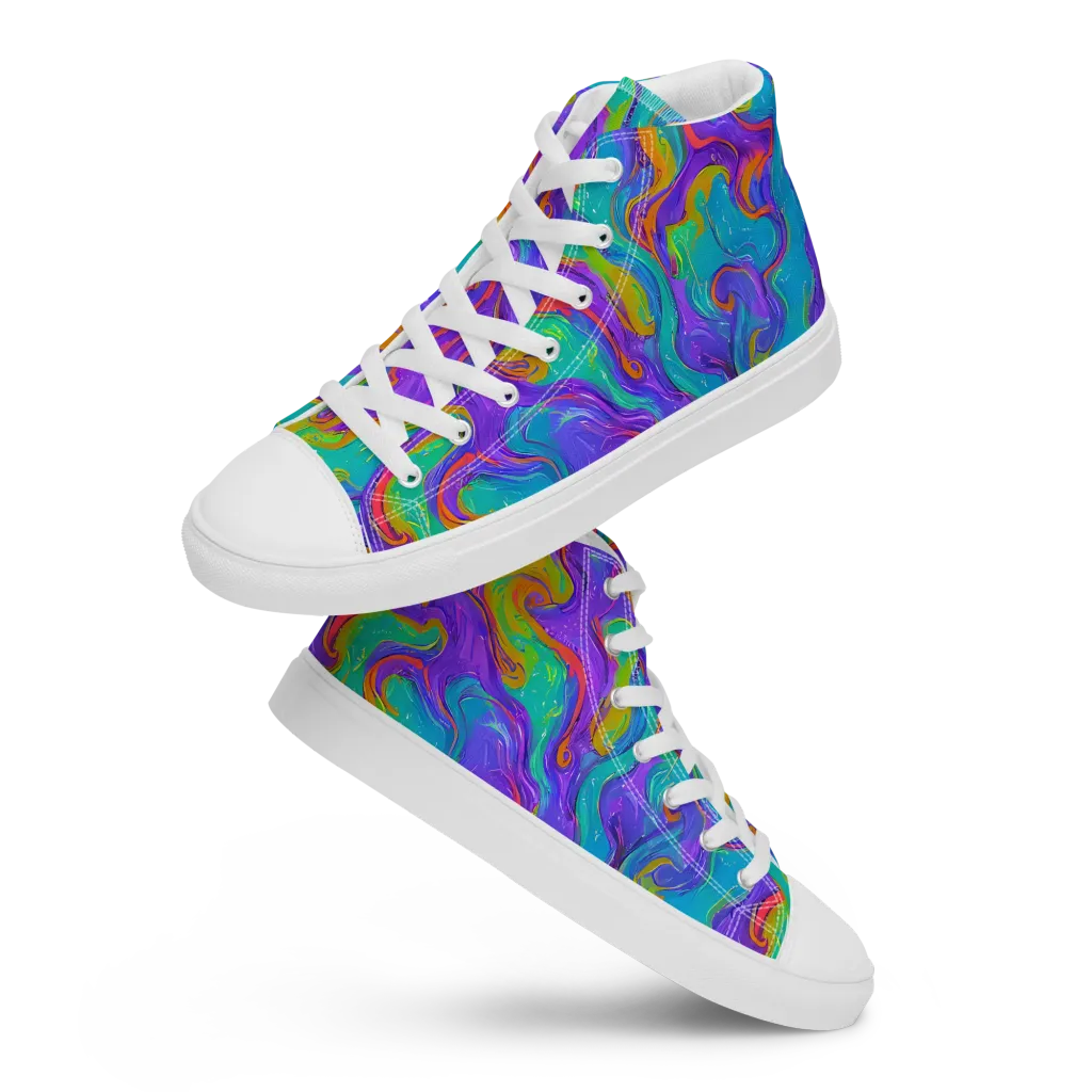 Aurora Fever on Men's High Top Canvas Shoes — Front