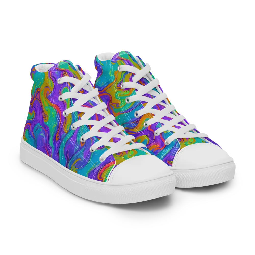Aurora Fever on Women's High Top Canvas Shoes — Right Front