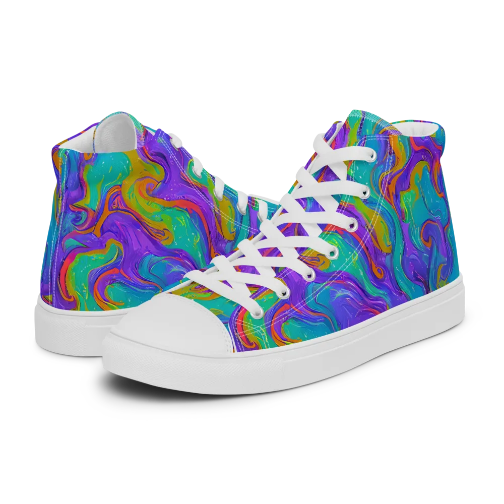 Aurora Fever on Women's High Top Canvas Shoes — Left