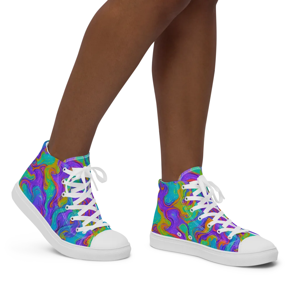 Aurora Fever on Women's High Top Canvas Shoes — Right