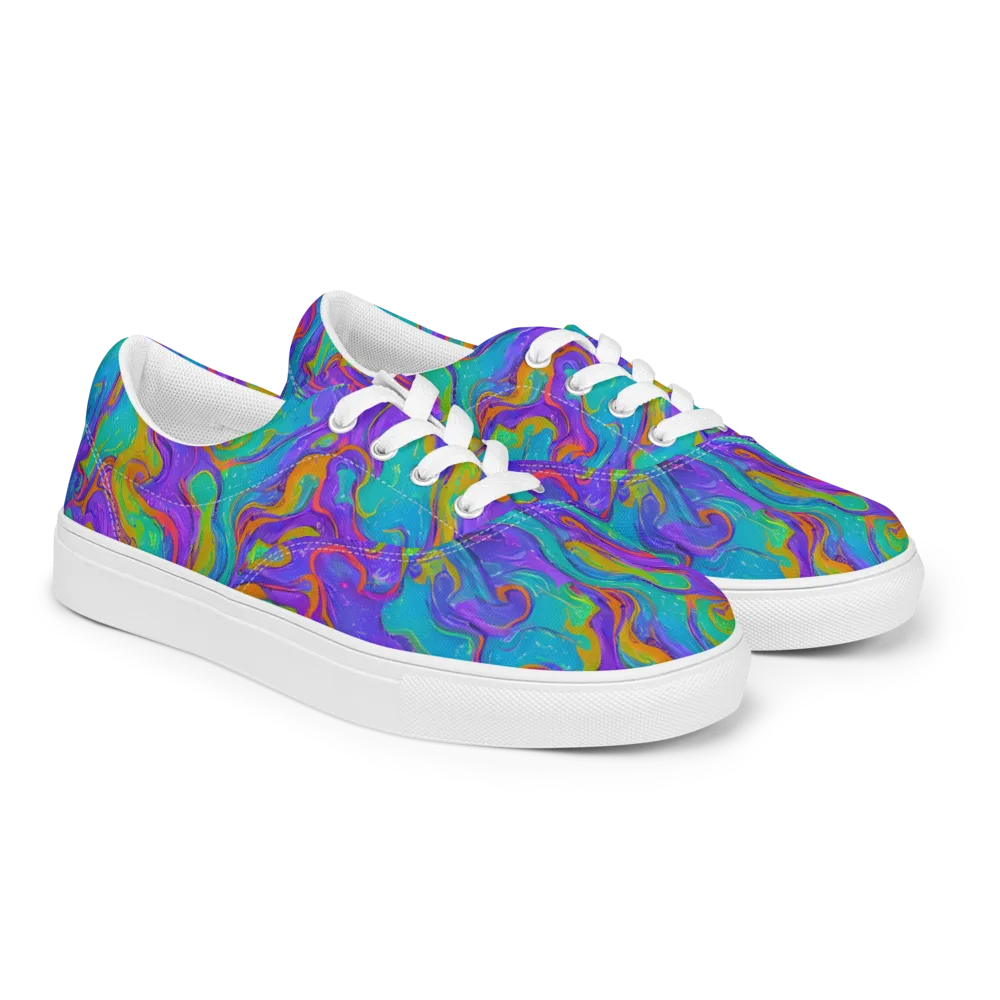 Aurora Fever on Men's Lace-Up Canvas Shoes — Right Front