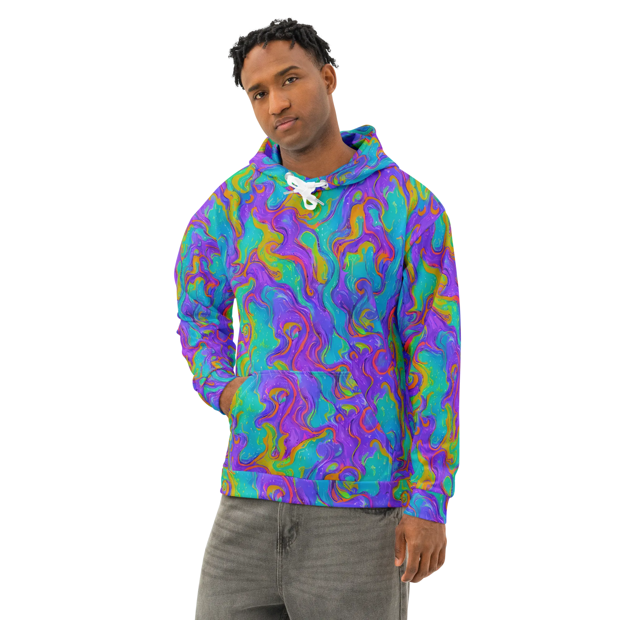 Aurora Fever on Cotton Hoodie — Left Front