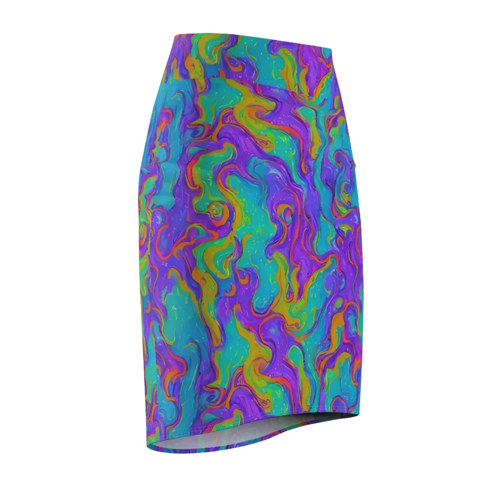 Aurora Fever on Pencil Skirt — Front Side
