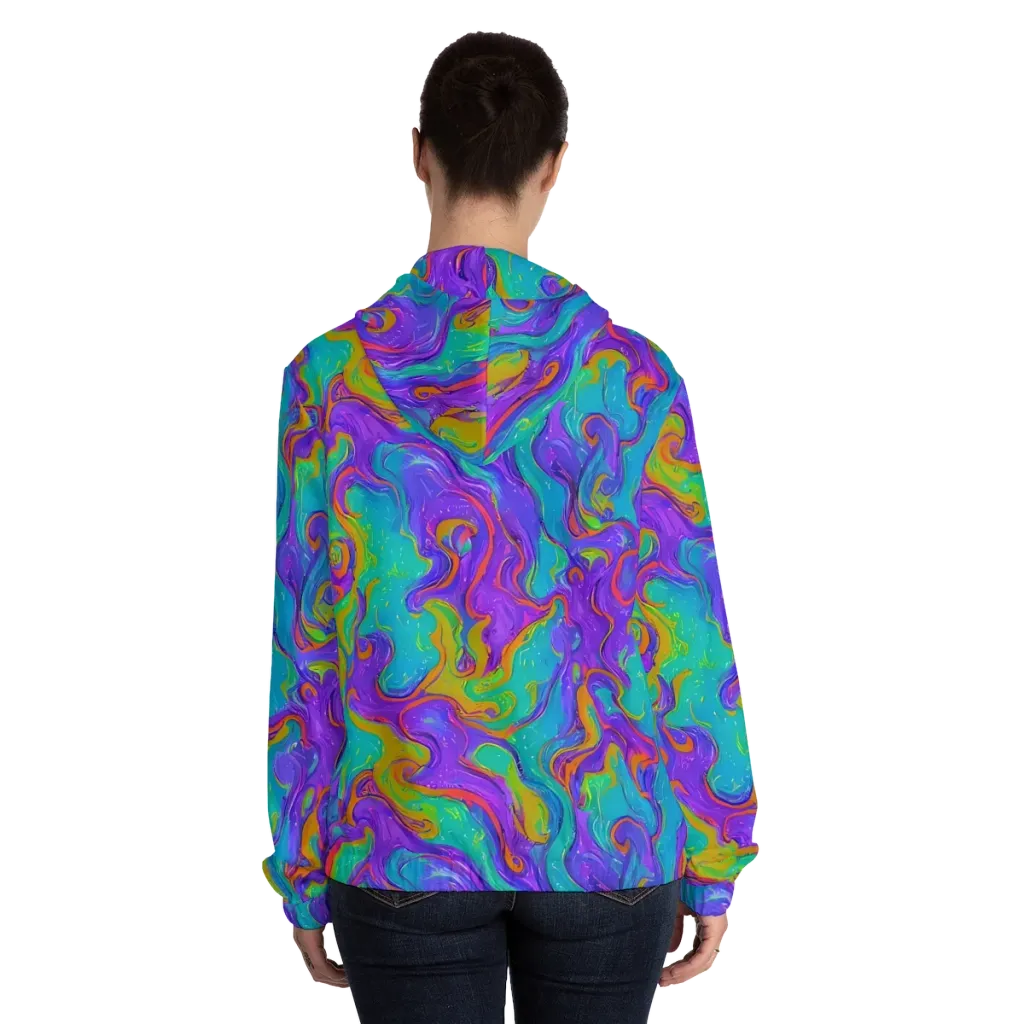 Aurora Fever on Women's Full-Zip Hoodie — Back On Person