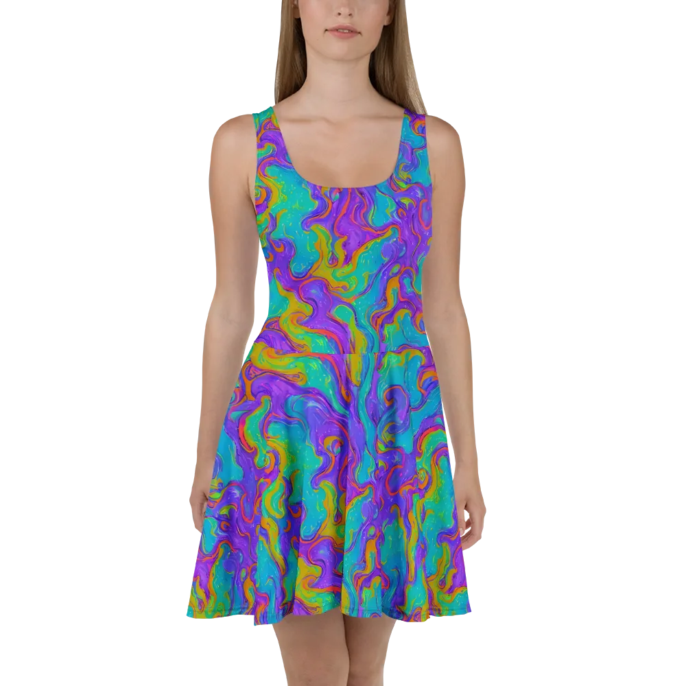 Aurora Fever on Skater Dress — Front