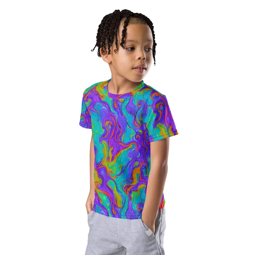 Aurora Fever on Kids Crew Neck T-Shirt — Left Front