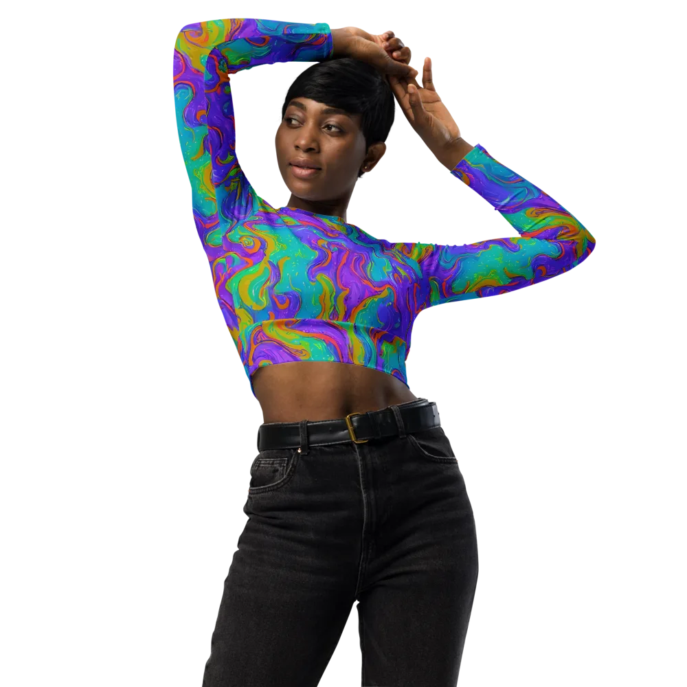 Aurora Fever on Long Sleeve Crop Top — Front