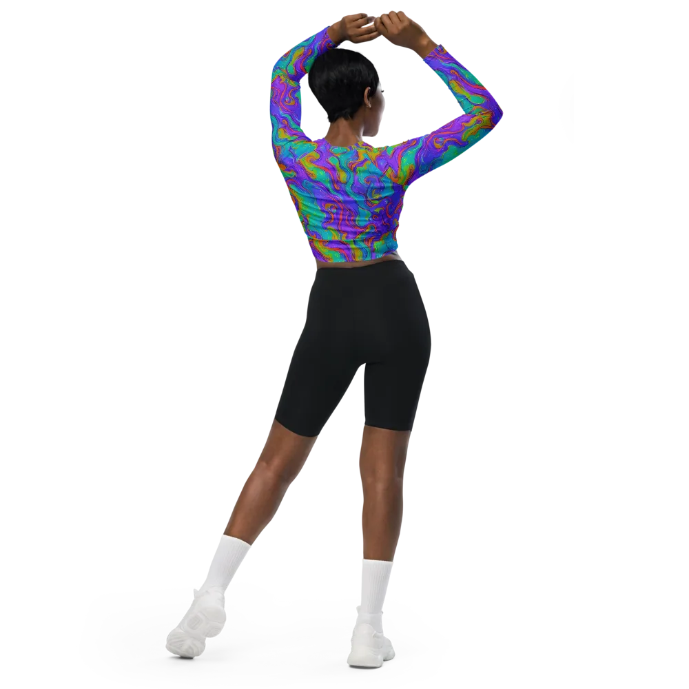 Aurora Fever on Long Sleeve Crop Top — Back