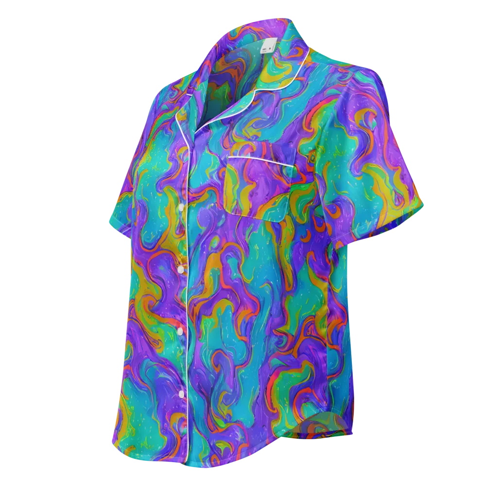 Aurora Fever on Women's Short Sleeve Pajama Top — Left Front