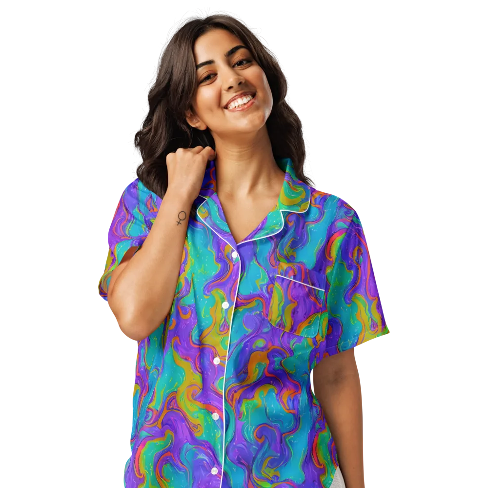 Aurora Fever on Women's Short Sleeve Pajama Top — Front