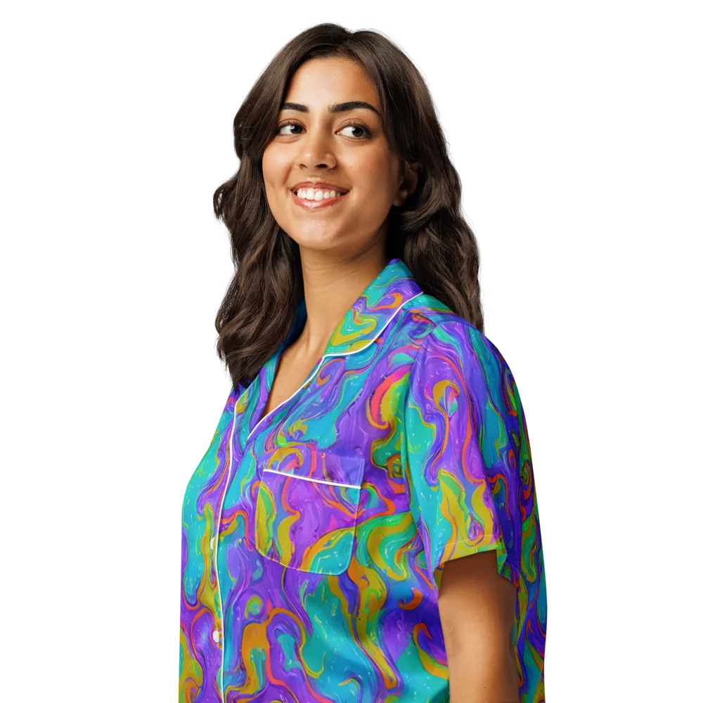 Aurora Fever on Women's Short Sleeve Pajama Top — Left Front