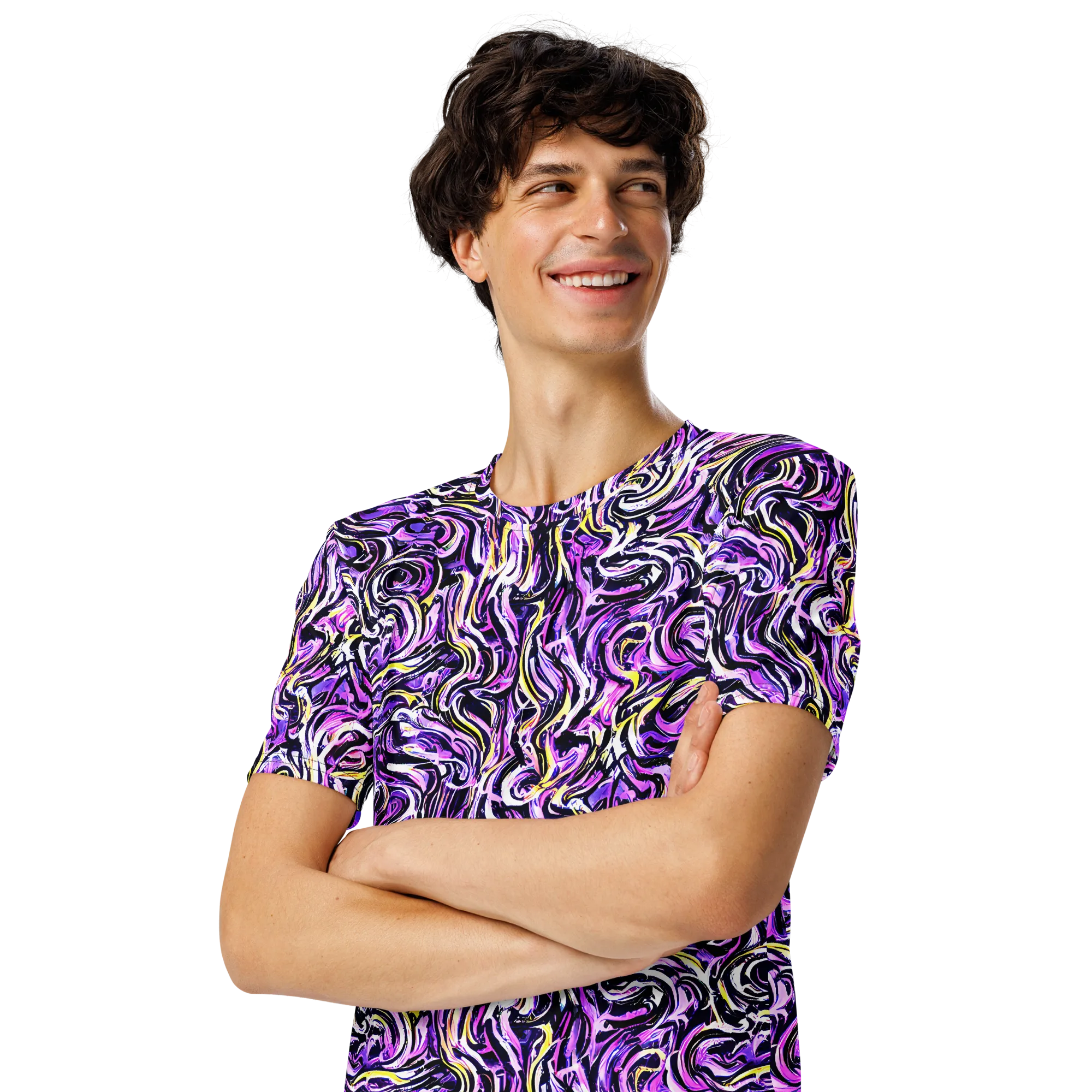 Electric Quicksilver on Men's Crew Neck T-Shirt — Left Front