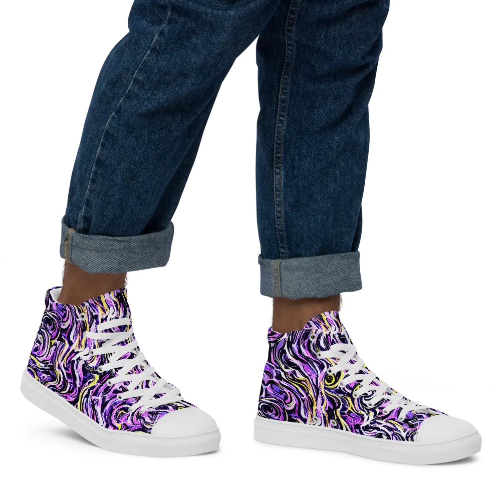 Electric Quicksilver on Men's High Top Canvas Shoes — Right