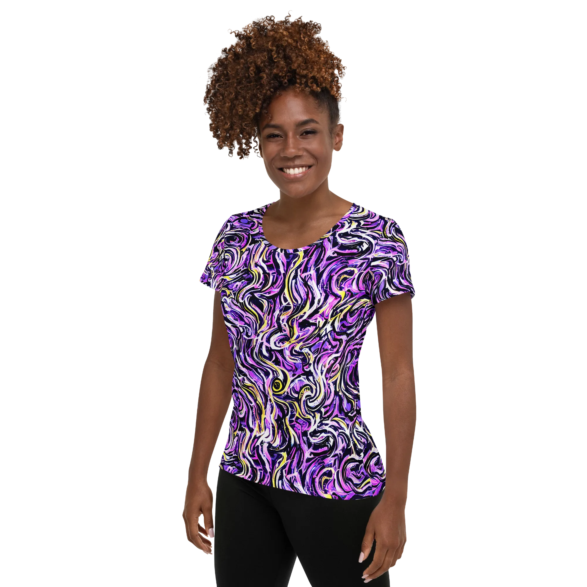 Electric Quicksilver on Women's Athletic T-Shirt — Left