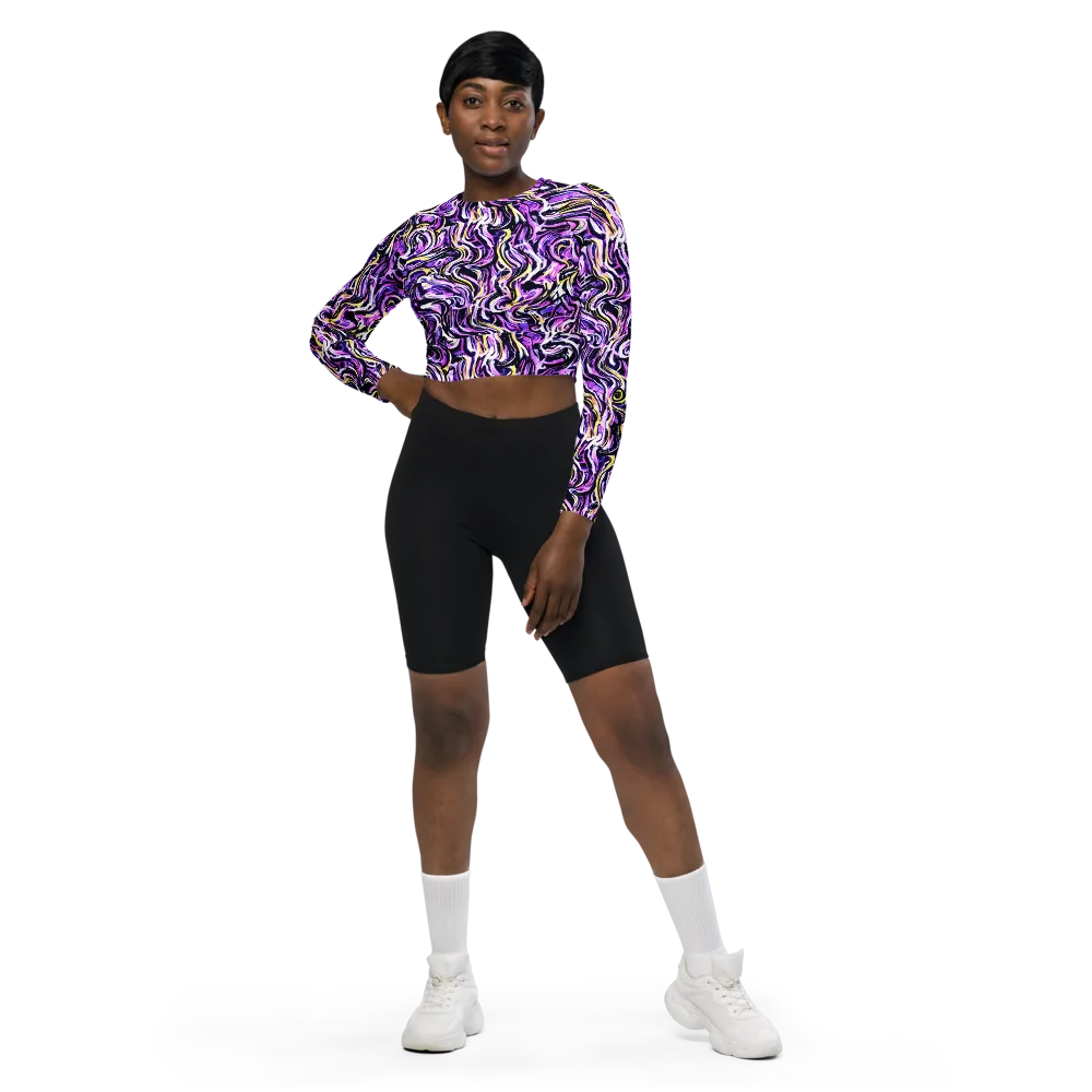 Electric Quicksilver on Long Sleeve Crop Top — Front