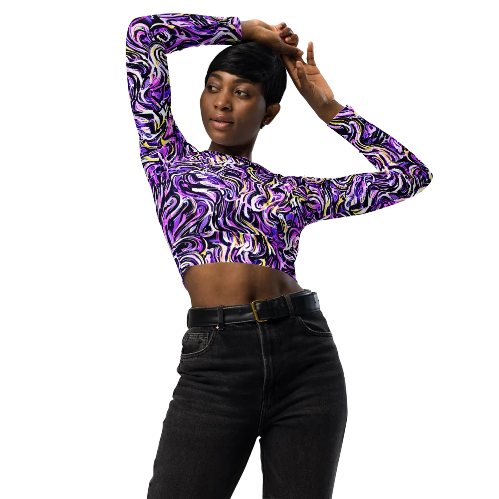 Electric Quicksilver on Long Sleeve Crop Top — Front