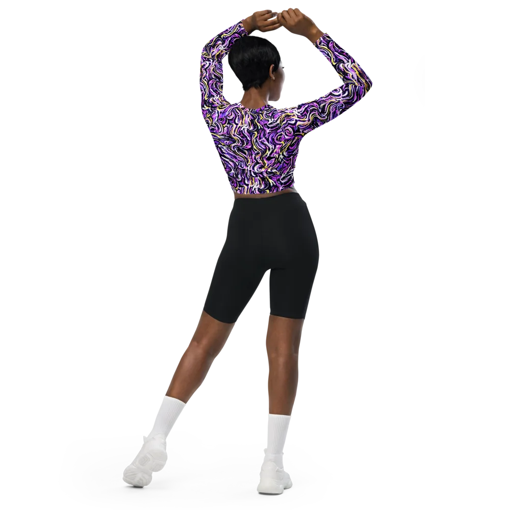 Electric Quicksilver on Long Sleeve Crop Top — Back