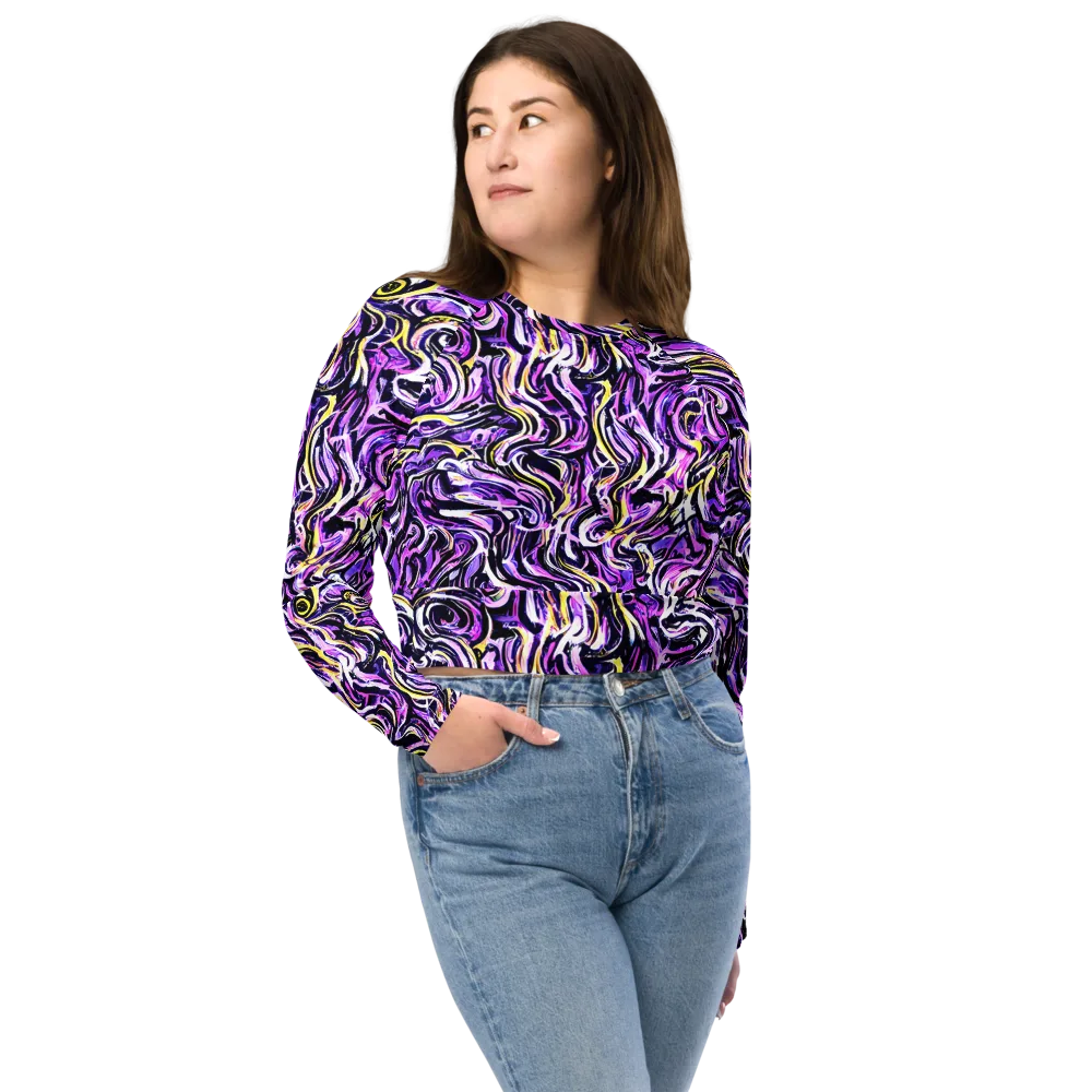 Electric Quicksilver on Long Sleeve Crop Top — Front