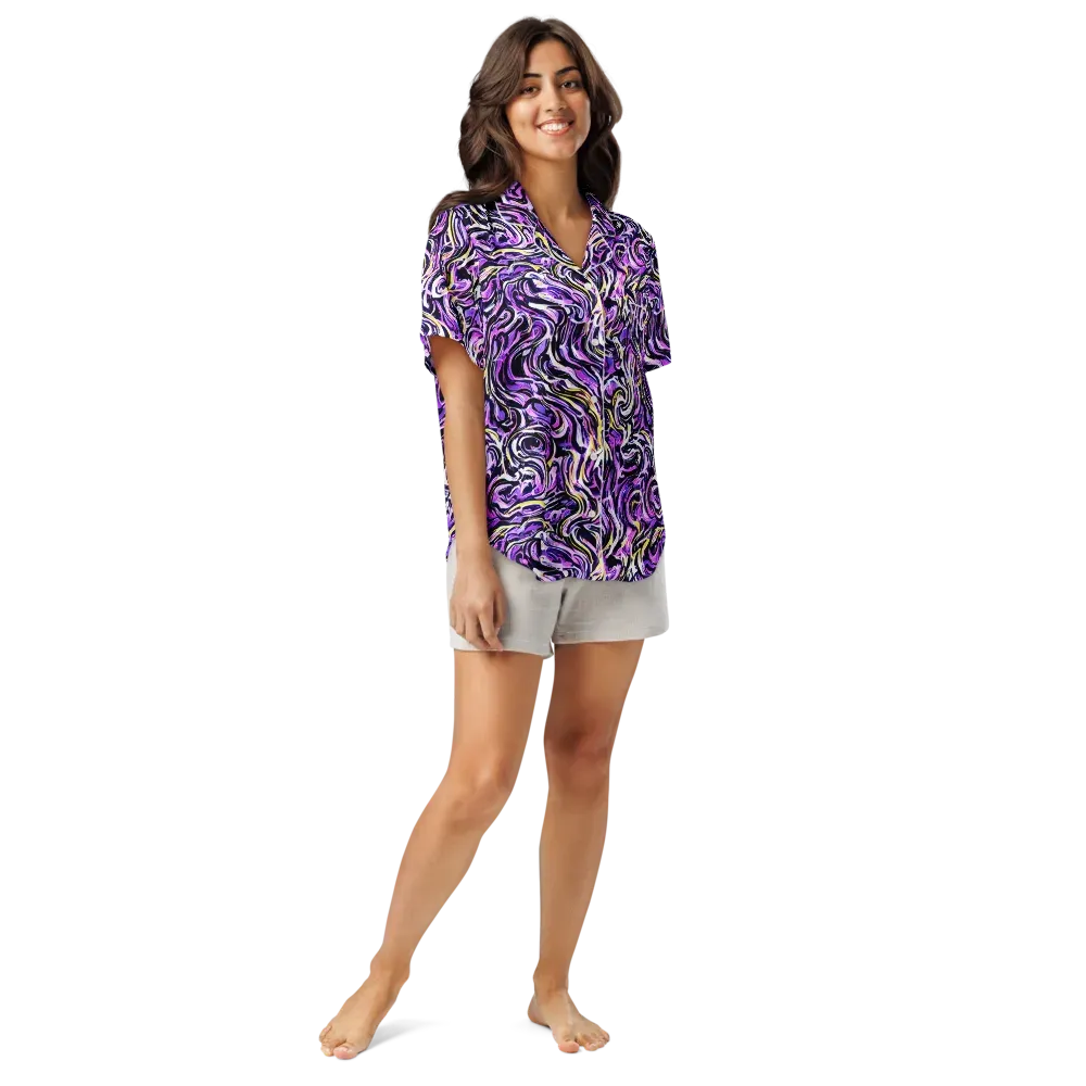 Electric Quicksilver on Women's Short Sleeve Pajama Top — Front