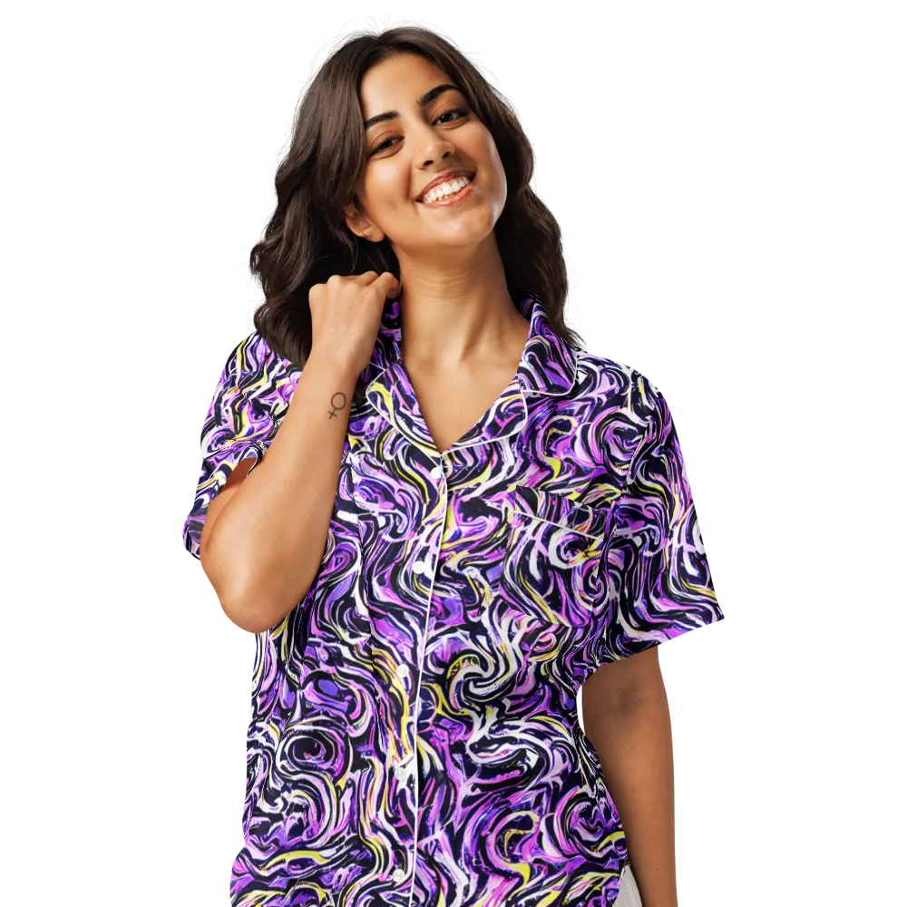 Electric Quicksilver on Women's Short Sleeve Pajama Top — Front