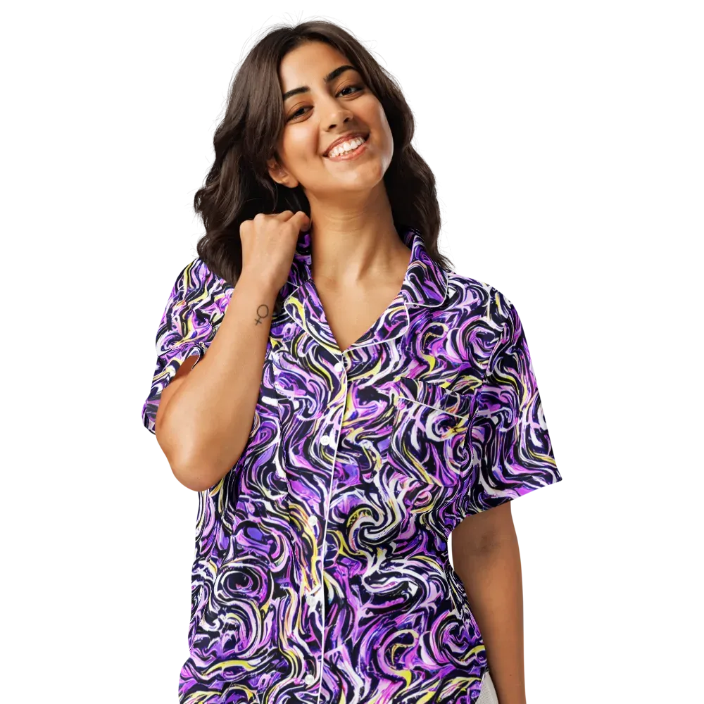 Electric Quicksilver on Women's Short Sleeve Pajama Top — Front